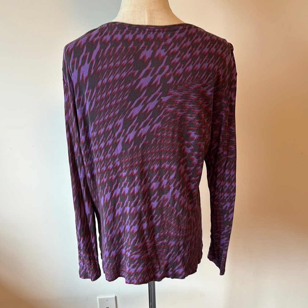Daisy Fuentes Purple Black Relaxed Long Sleeve Tunic - Picture 4 of 4